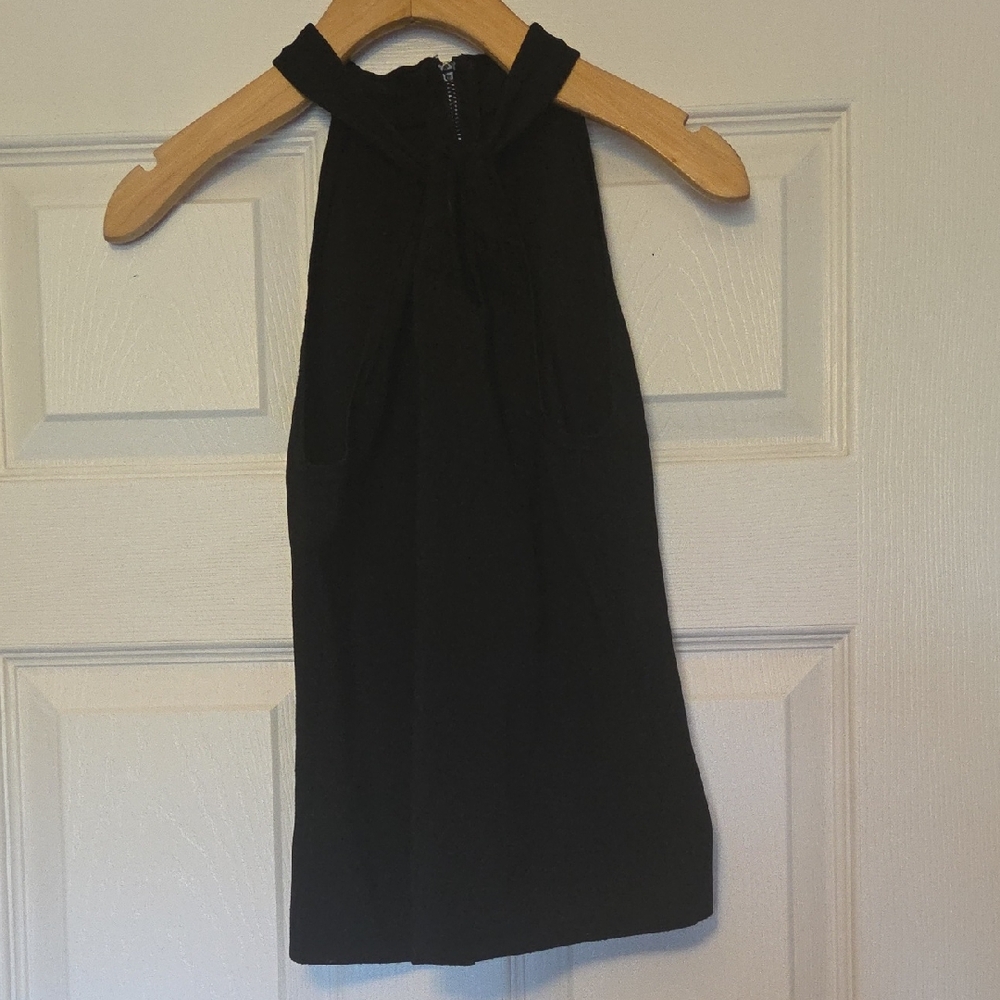 WHBM BLACK CUTOUT HALTER NECK TOP